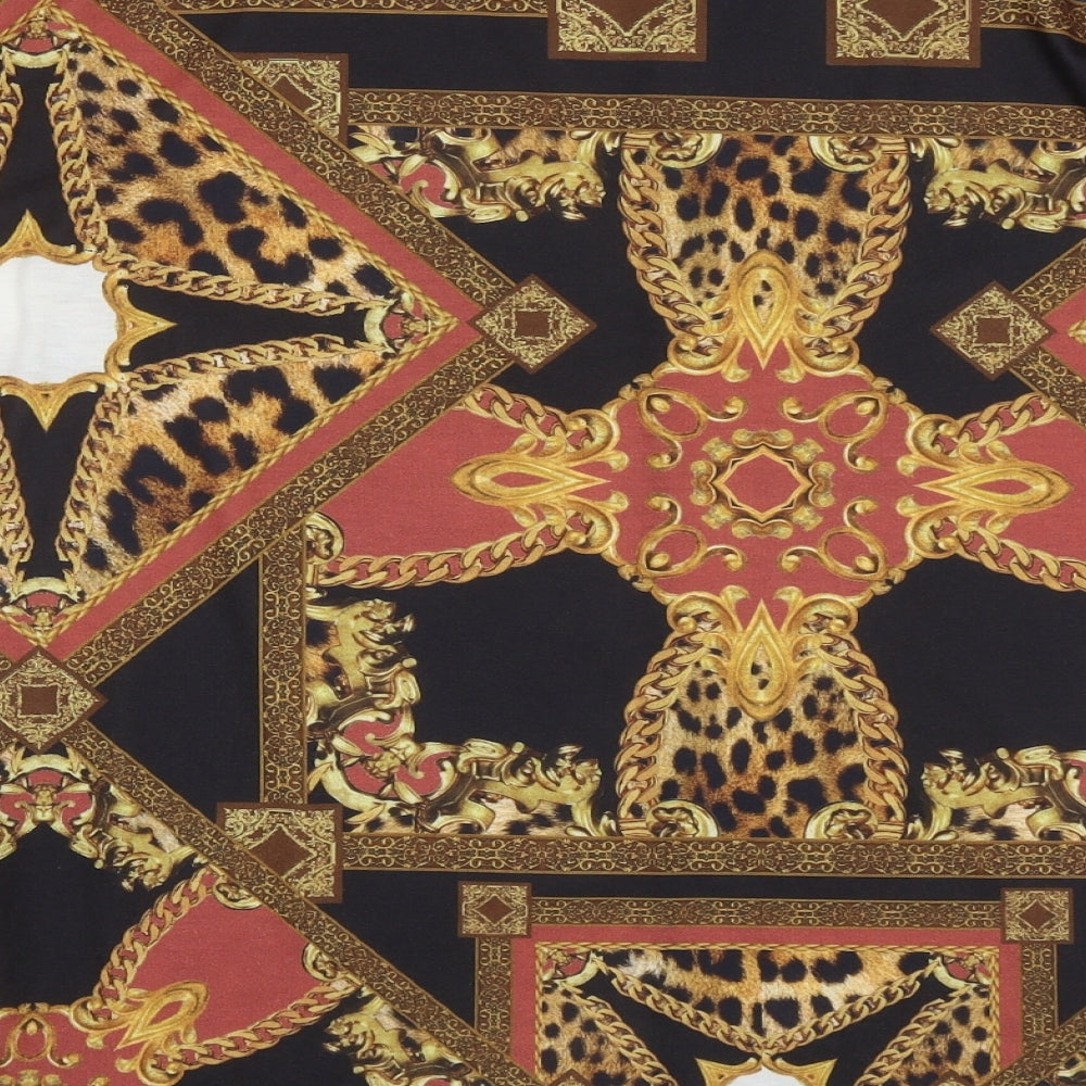 capsule Womens Multicoloured Geometric Polyester Tunic T-Shirt Size 10 Crew Neck - Cold Shoulder