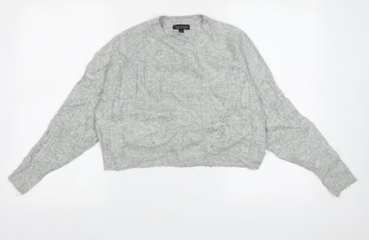 Womens UK Size 6 Topshop Grey Pullover Jumper