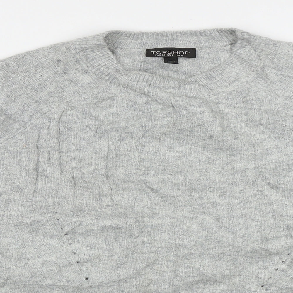 Womens UK Size 6 Topshop Grey Pullover Jumper