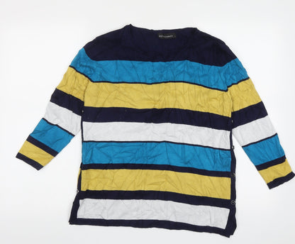 JUST ELEGANCE Womens Multicoloured Crew Neck Striped Viscose Pullover Jumper Size L