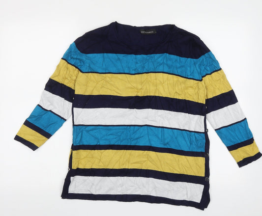 JUST ELEGANCE Womens Multicoloured Crew Neck Striped Viscose Pullover Jumper Size L