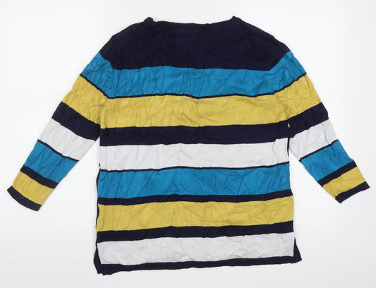 JUST ELEGANCE Womens Multicoloured Crew Neck Striped Viscose Pullover Jumper Size L