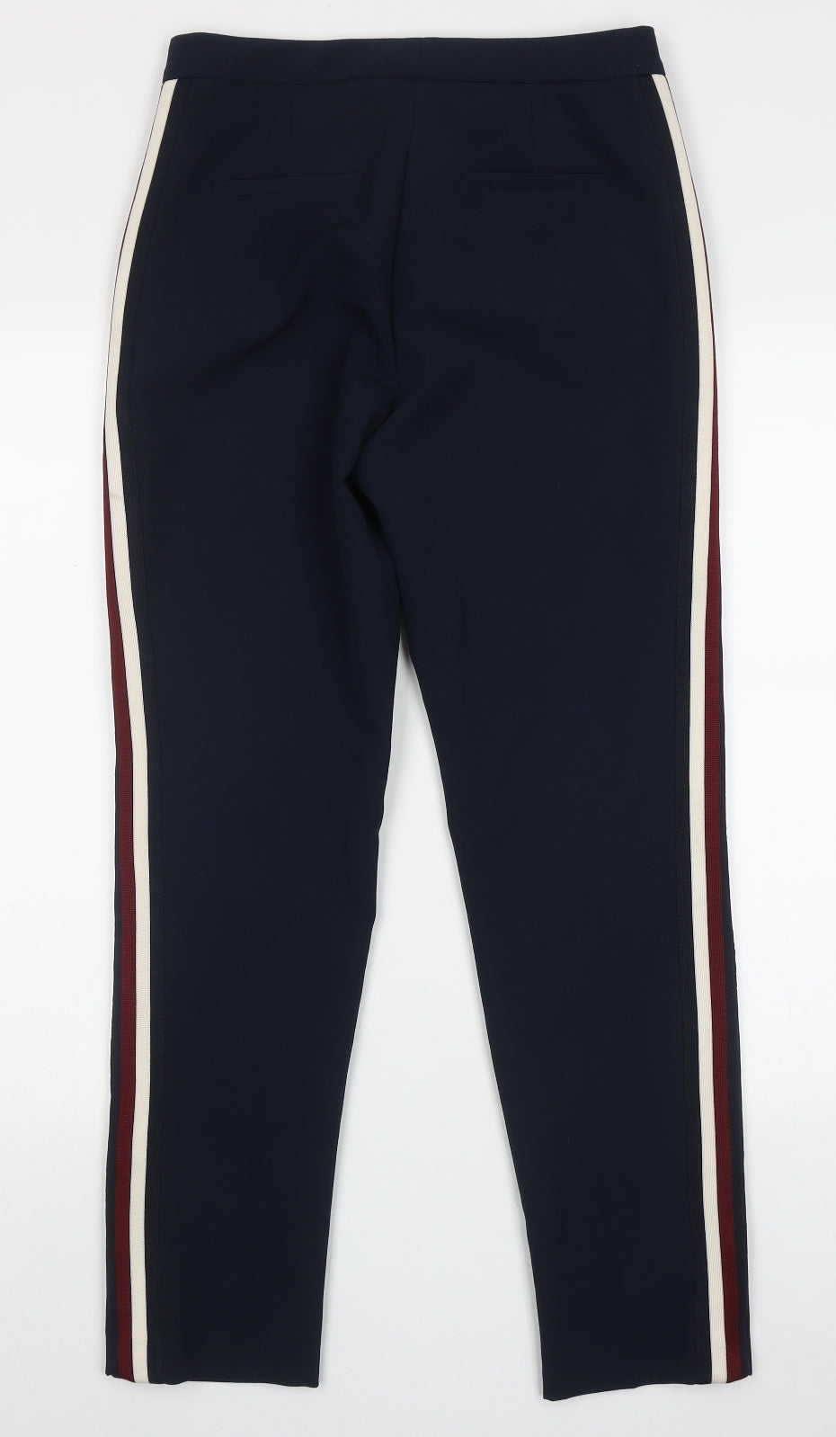 Autograph Womens Blue Striped Polyester Trousers  Size 8 L28 in Regular Hook & Eye