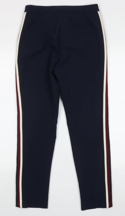 Autograph Womens Blue Striped Polyester Trousers  Size 8 L28 in Regular Hook & Eye