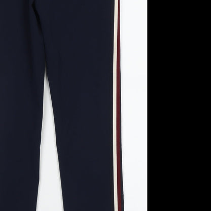 Autograph Womens Blue Striped Polyester Trousers  Size 8 L28 in Regular Hook & Eye