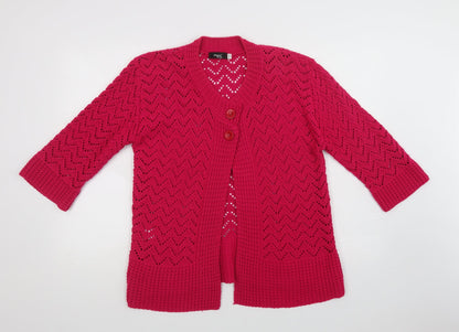 Womens UK Size M Glimpse Design Pink Cardigan Jumper