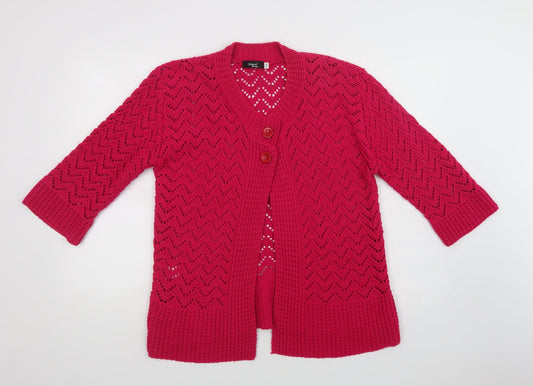 Womens UK Size M Glimpse Design Pink Cardigan Jumper