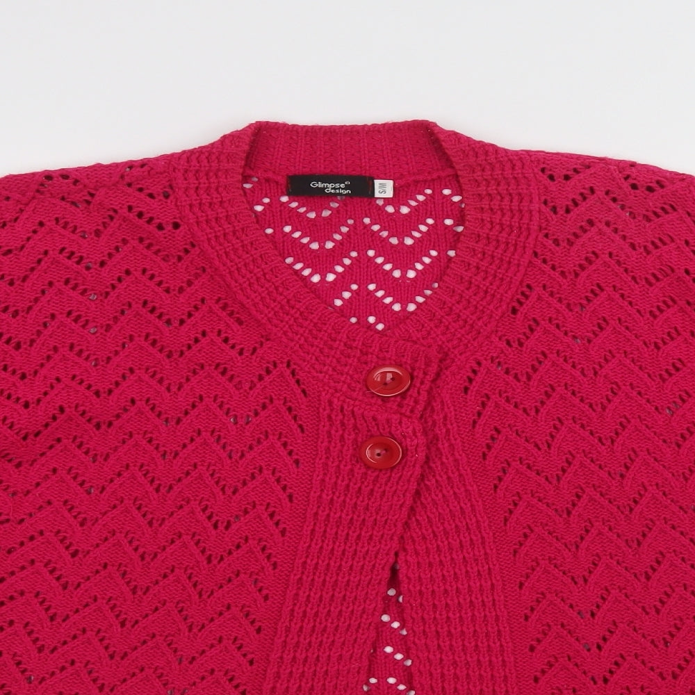 Womens UK Size M Glimpse Design Pink Cardigan Jumper