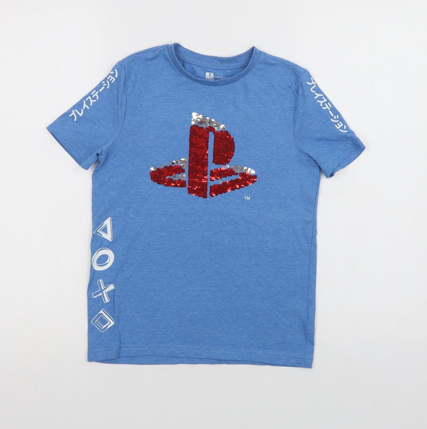 PlayStation Girls Blue  Polyester Basic Polo Size 7-8 Years Crew Neck
