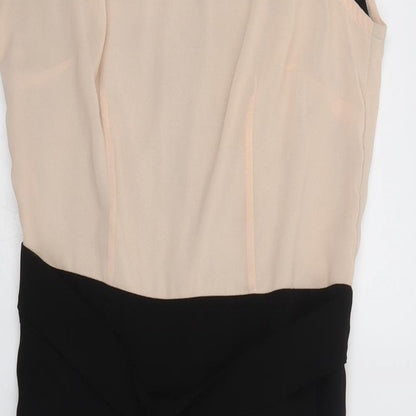 Dorothy Perkins Womens Black Colourblock Polyester A-Line  Size 14  Round Neck Zip