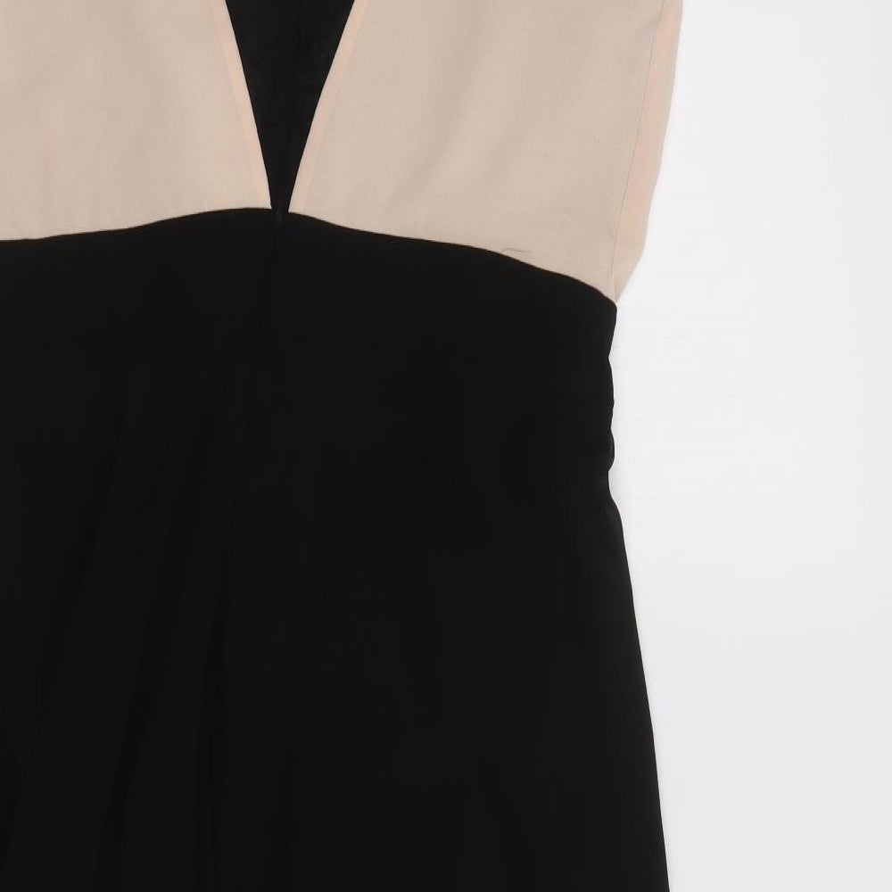 Dorothy Perkins Womens Black Colourblock Polyester A-Line  Size 14  Round Neck Zip