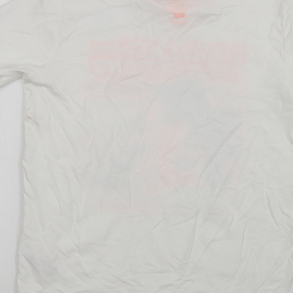 F&F Boys White  Cotton Basic T-Shirt Size 8-9 Years Crew Neck  - Dinosaur