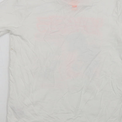 F&F Boys White  Cotton Basic T-Shirt Size 8-9 Years Crew Neck  - Dinosaur