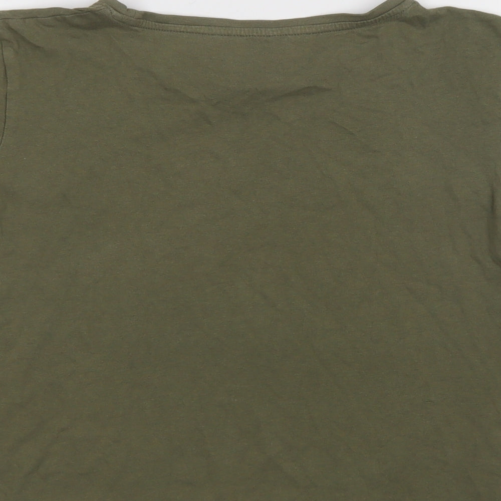 Primark Womens Green  Cotton Basic T-Shirt Size XS Crew Neck - Coffee