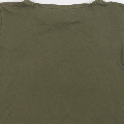 Primark Womens Green  Cotton Basic T-Shirt Size XS Crew Neck - Coffee