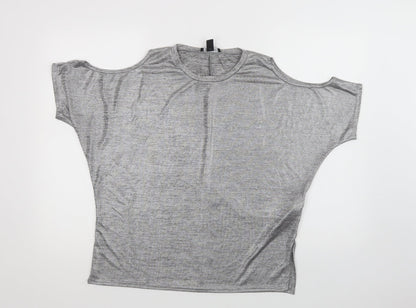 Womens UK Size 10 New Look Silver Basic Blouse