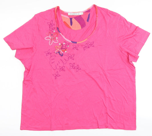 Womens UK Size 18 Emreco Pink Basic T-Shirt