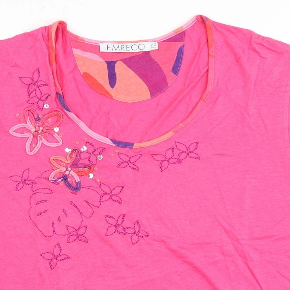 Womens UK Size 18 Emreco Pink Basic T-Shirt