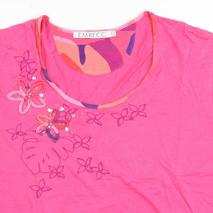 Womens UK Size 18 Emreco Pink Basic T-Shirt
