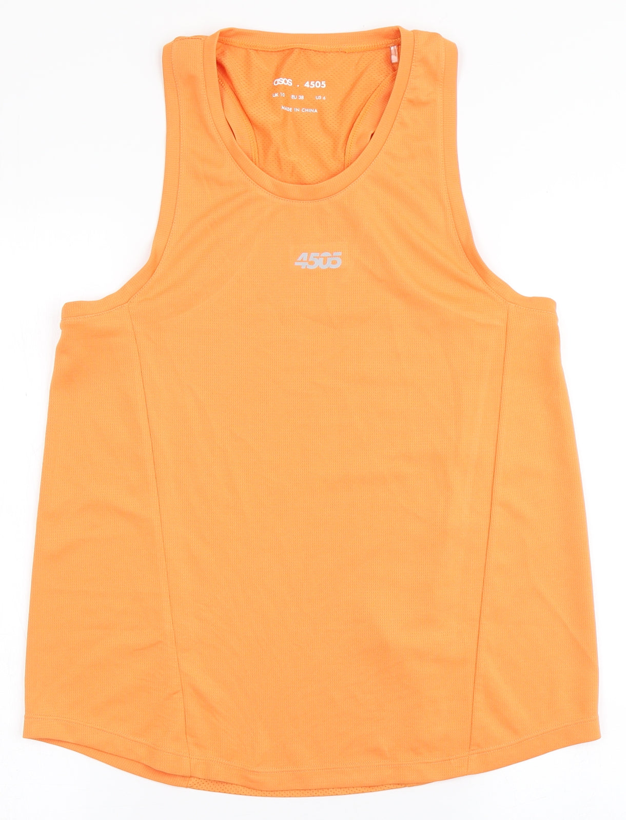 ASOS Womens Orange  Polyester Basic Tank Size 10 Round Neck