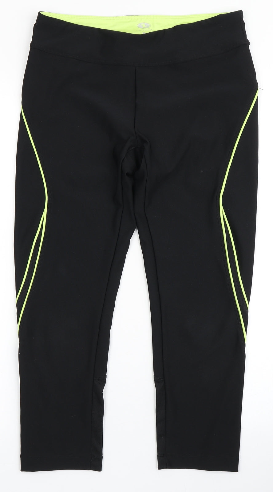 Womens UK Size S Athletic Work Regular Fit Cropped Black Leggings
