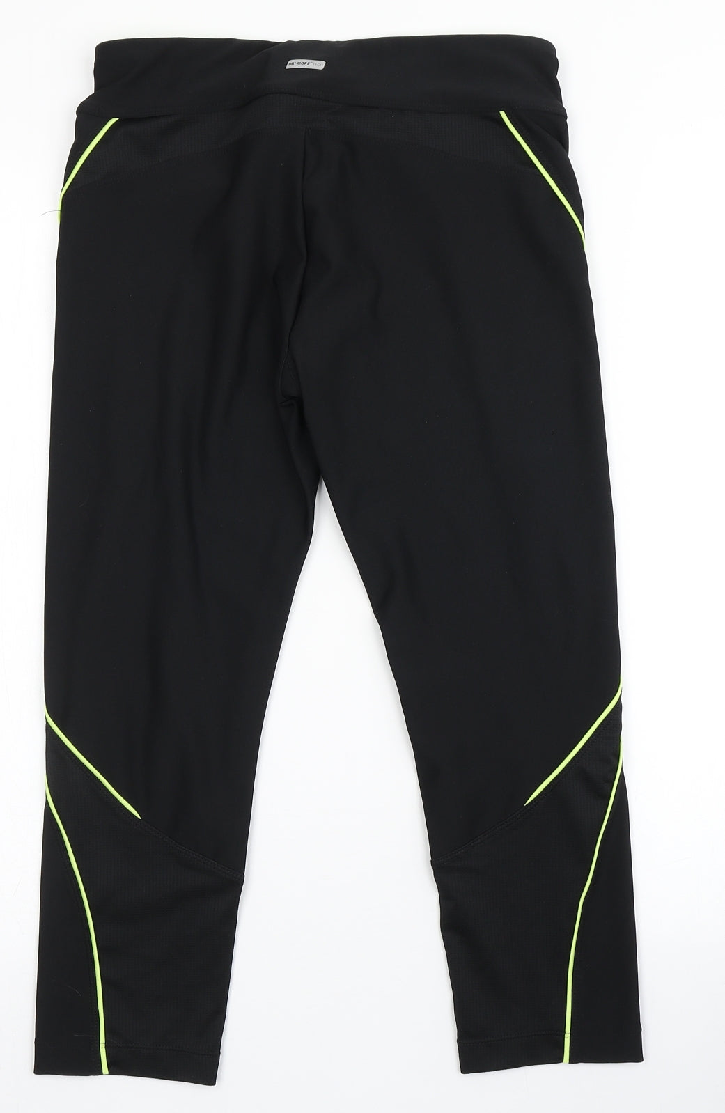 Womens UK Size S Athletic Work Regular Fit Cropped Black Leggings