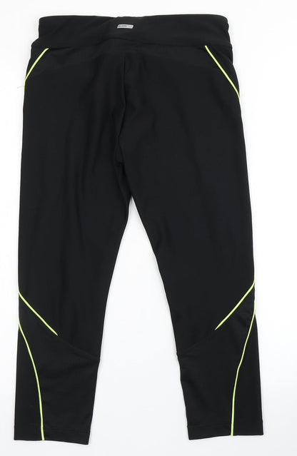 Womens UK Size S Athletic Work Regular Fit Cropped Black Leggings