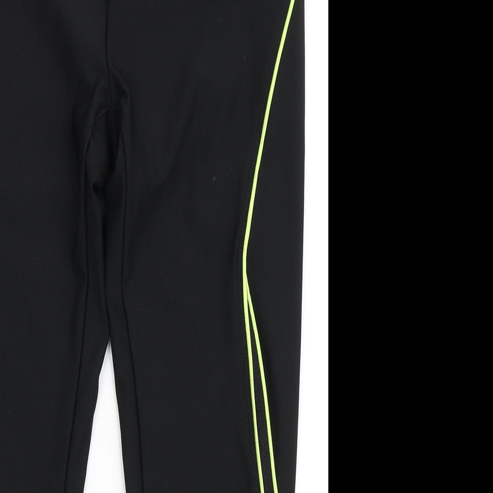 Womens UK Size S Athletic Work Regular Fit Cropped Black Leggings