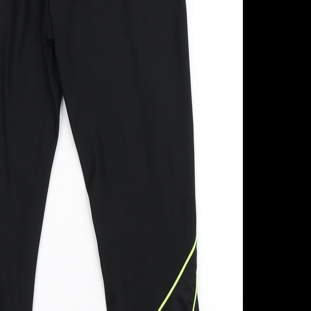 Womens UK Size S Athletic Work Regular Fit Cropped Black Leggings