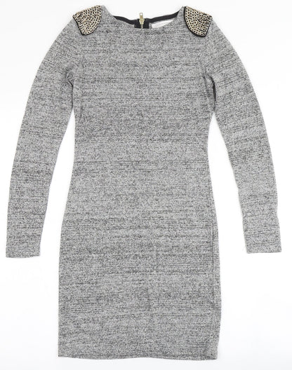 Glamorous Womens Grey  Cotton Bodycon  Size 10  Round Neck