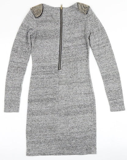 Glamorous Womens Grey  Cotton Bodycon  Size 10  Round Neck