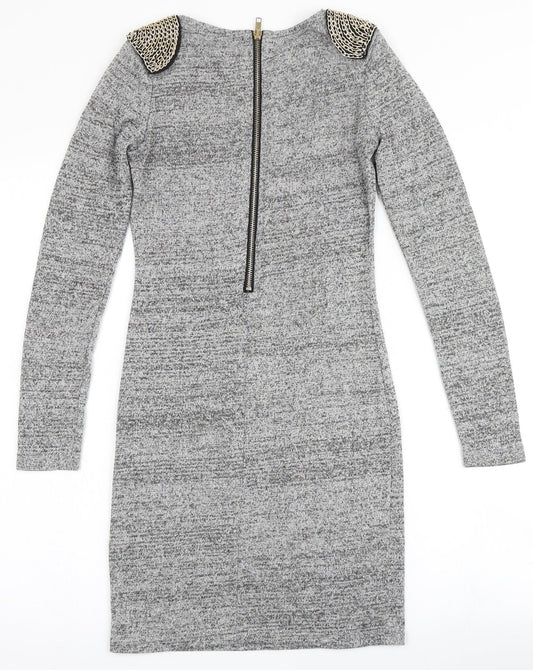 Glamorous Womens Grey  Cotton Bodycon  Size 10  Round Neck