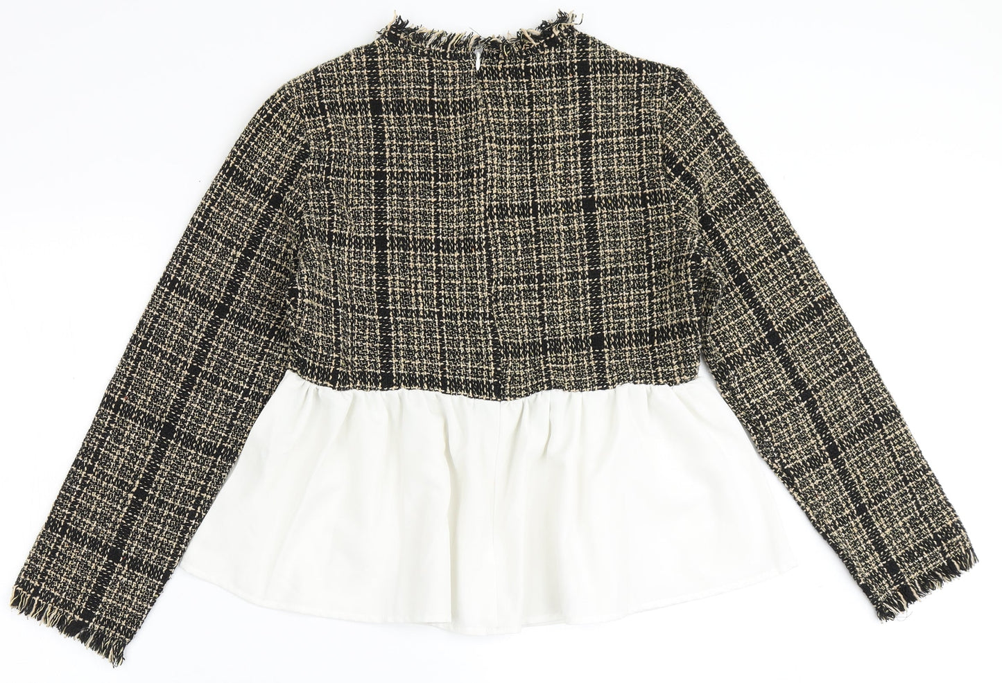 SheIn Womens Brown Check Polyester Basic Blouse Size L Round Neck