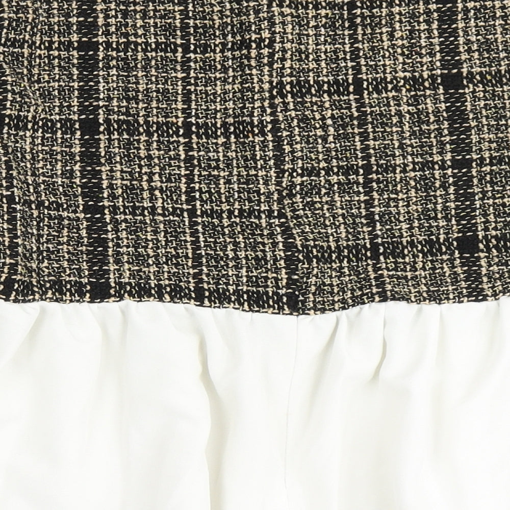 SheIn Womens Brown Check Polyester Basic Blouse Size L Round Neck