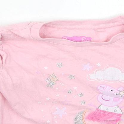 Preworn Girls Pink Solid Cotton Top Pyjama Top Size 2-3 Years  Pullover - Peppa Pig Dreaming of Dancing