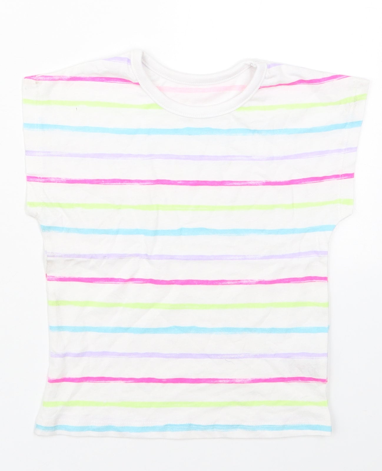 Dunnes Girls Multicoloured Striped Cotton Basic T-Shirt Size 2-3 Years Crew Neck Pullover