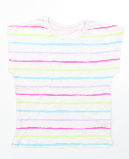 Dunnes Girls Multicoloured Striped Cotton Basic T-Shirt Size 2-3 Years Crew Neck Pullover