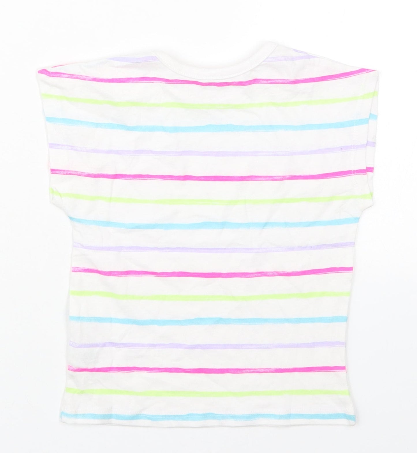Dunnes Girls Multicoloured Striped Cotton Basic T-Shirt Size 2-3 Years Crew Neck Pullover