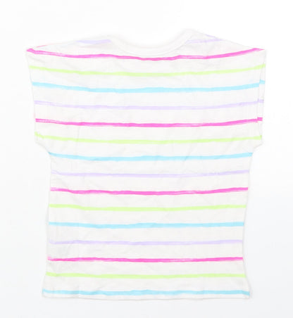 Dunnes Girls Multicoloured Striped Cotton Basic T-Shirt Size 2-3 Years Crew Neck Pullover