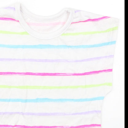 Dunnes Girls Multicoloured Striped Cotton Basic T-Shirt Size 2-3 Years Crew Neck Pullover