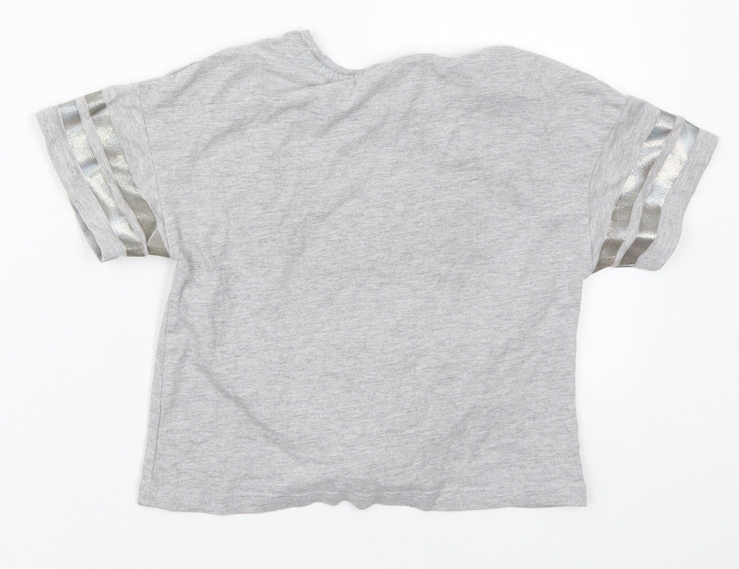 George Girls Grey  Cotton Basic T-Shirt Size 9-10 Years Crew Neck Pullover - Playstation
