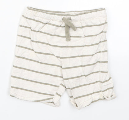 Fred & Flo Boys Beige Striped Cotton Cropped Trousers Size 18-24 Months  Drawstring - Shorts