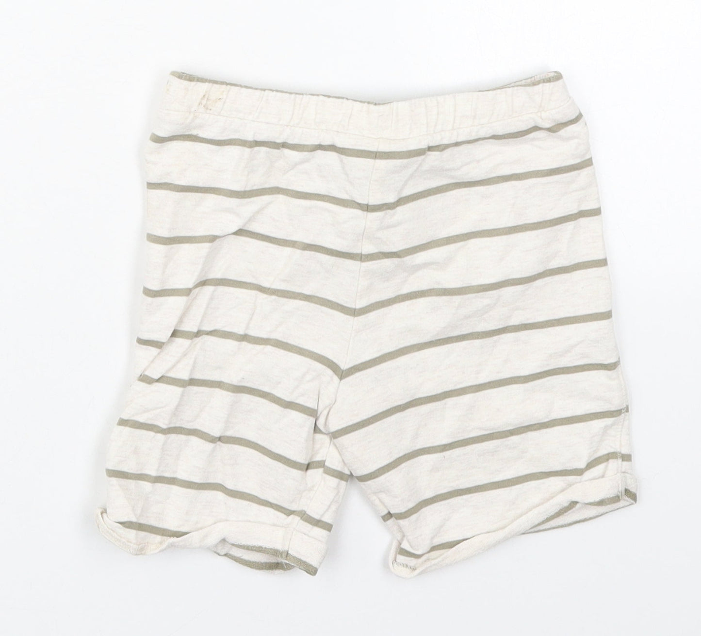Fred & Flo Boys Beige Striped Cotton Cropped Trousers Size 18-24 Months  Drawstring - Shorts