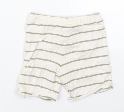 Fred & Flo Boys Beige Striped Cotton Cropped Trousers Size 18-24 Months  Drawstring - Shorts
