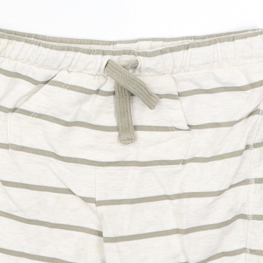 Fred & Flo Boys Beige Striped Cotton Cropped Trousers Size 18-24 Months  Drawstring - Shorts