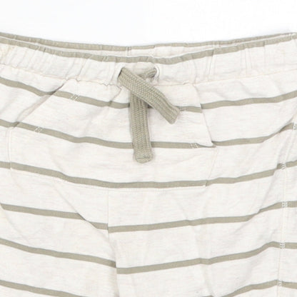 Fred & Flo Boys Beige Striped Cotton Cropped Trousers Size 18-24 Months  Drawstring - Shorts