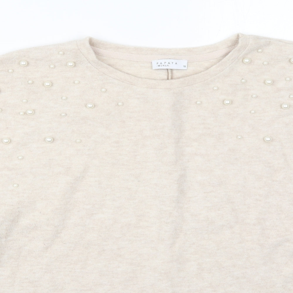 Womens UK Size 18 Papaya Beige Pullover Jumper