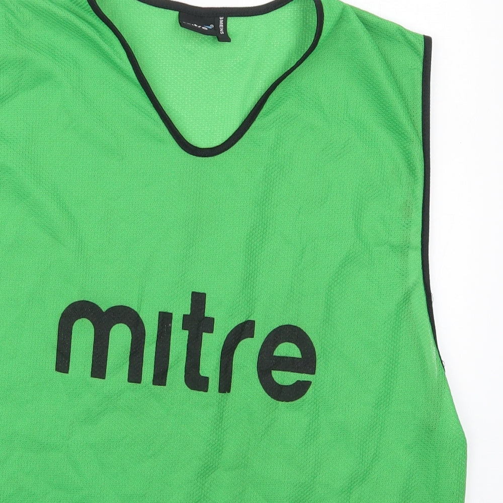 Mitre Mens Green  Polyester Basic Tank Size S V-Neck Pullover