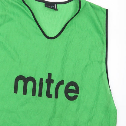 Mitre Mens Green  Polyester Basic Tank Size S V-Neck Pullover