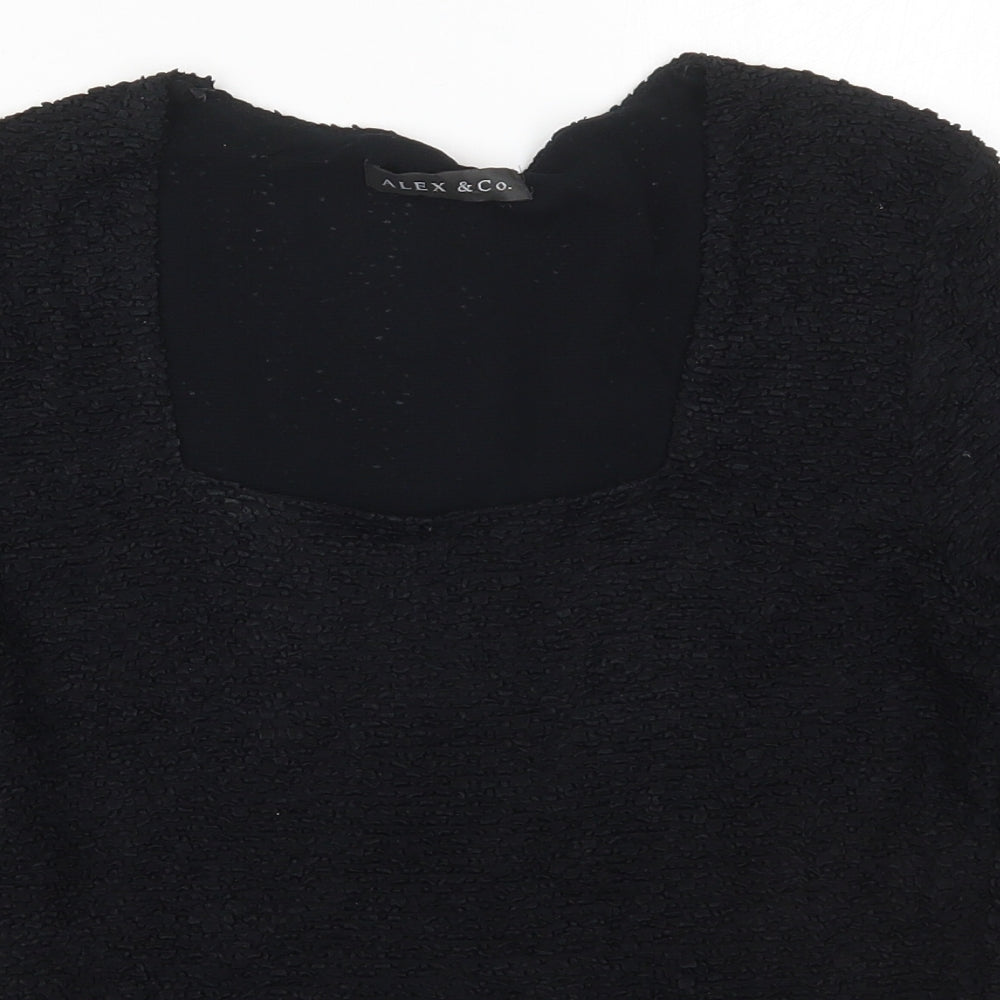 Womens UK Size 12 Alex & Co Black Basic T-Shirt